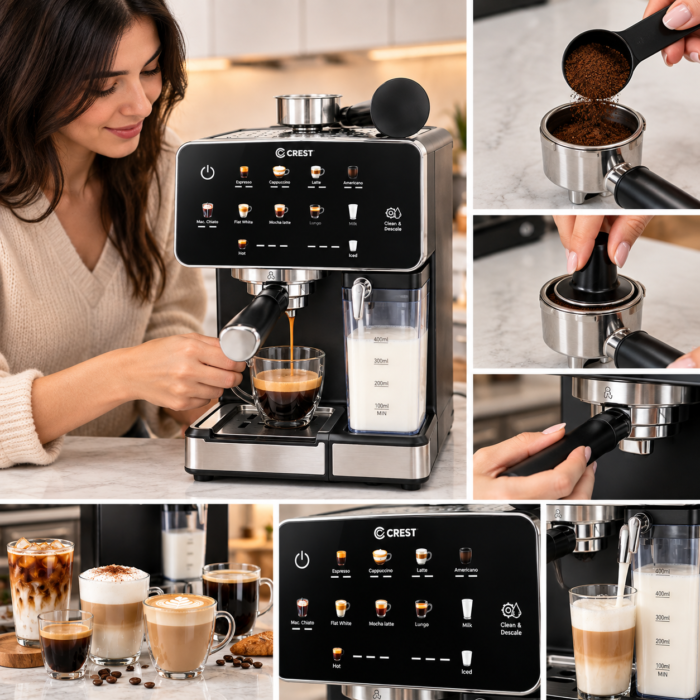 ⁦ماكينة إسبريسو CREST Barista Core  بشاشة لمس ونظام حليب⁩ - الصورة ⁦2⁩