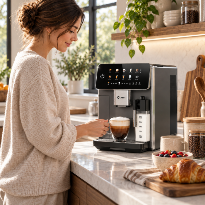 ⁦ماكينة قهوة أوتوماتيكية CREST Barista Café مع مطحنة وشاشة لمس⁩ - الصورة ⁦7⁩